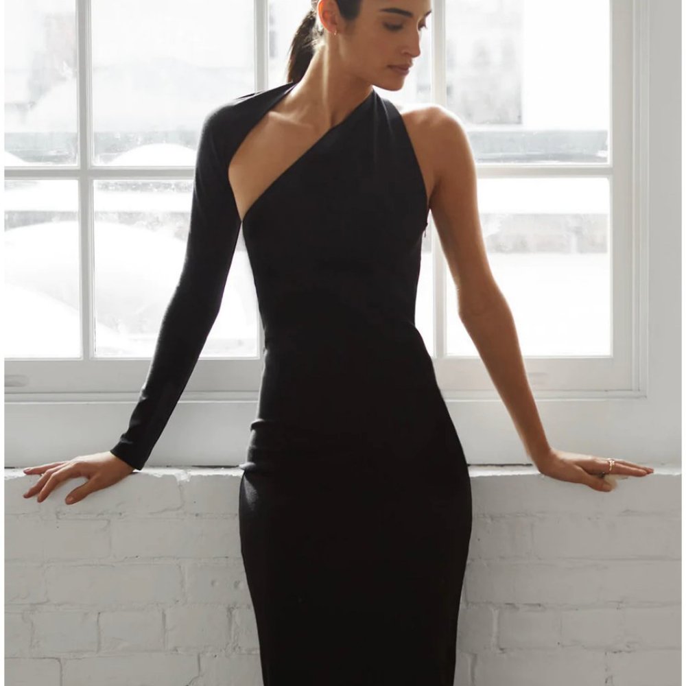 Marcella New York, Manhattan One Shoulder Midi Dress Size S